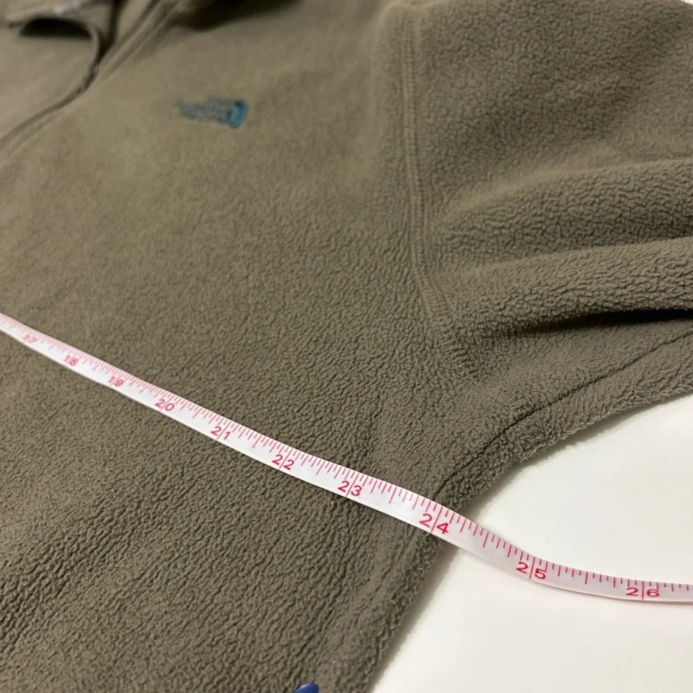 Men’s The North Face 1/4 zip fleece pullover sweater jacket olive green size XL